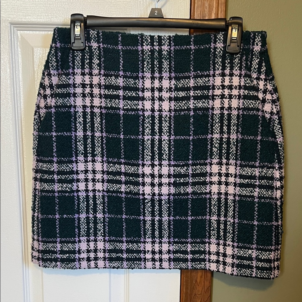 LOFT Plaid Mini Skirt in Black and Purple